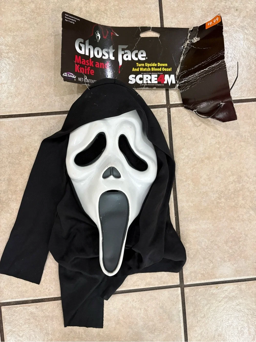 Scream ghost face Costume Mask with Hood White & Black